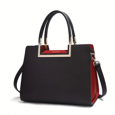 Elegant Black Satchel Bag – Minimalist Split Leather