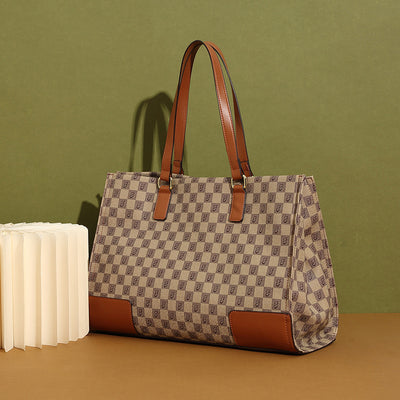 Split Leather Tote Bag with Removable Strap & Wristlet