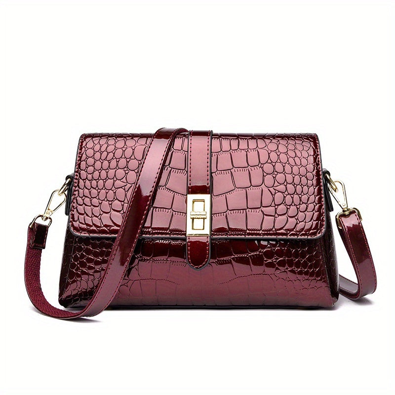 Women’s Elegant Snake Print PU Leather Crossbody Purse