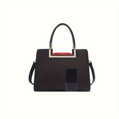 Elegant Black Satchel Bag – Minimalist Split Leather