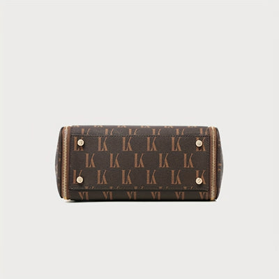 Elegant Brown Floral Print Women's Luxury Handbag