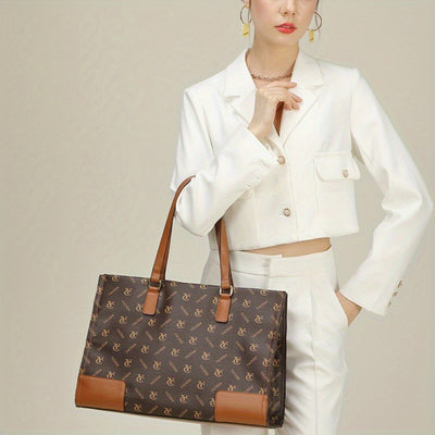 Split Leather Tote Bag with Removable Strap & Wristlet