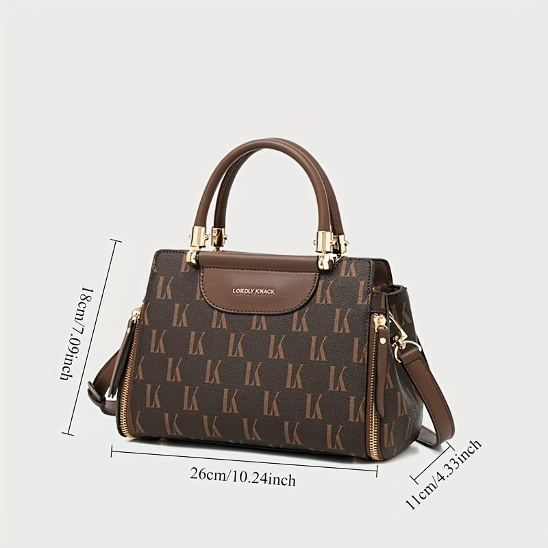 Elegant Brown Floral Print Women's Luxury Handbag