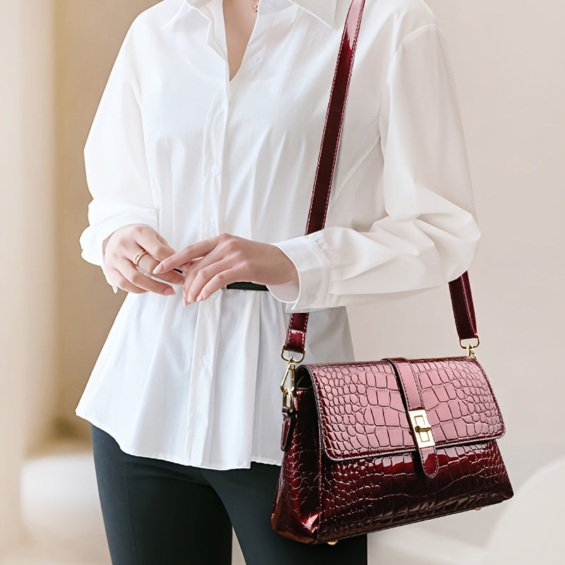 Women’s Elegant Snake Print PU Leather Crossbody Purse