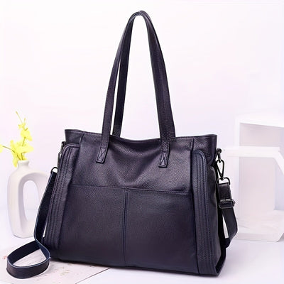 Women's Leather Tote Bag – Large Capacity Shoulder & Crossbody Handbag