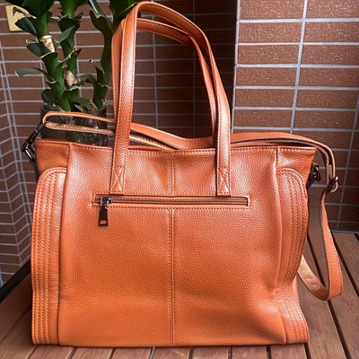 Women's Leather Tote Bag – Large Capacity Shoulder & Crossbody Handbag