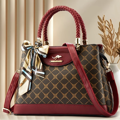 Light Luxury Women's Tote Bag – Shoulder & Crossbody Handbag with Ribbon, Large Capacity