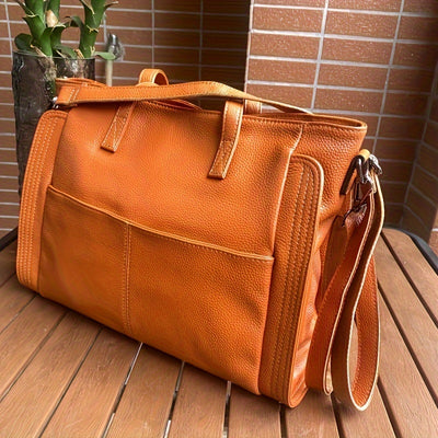 Women's Leather Tote Bag – Large Capacity Shoulder & Crossbody Handbag