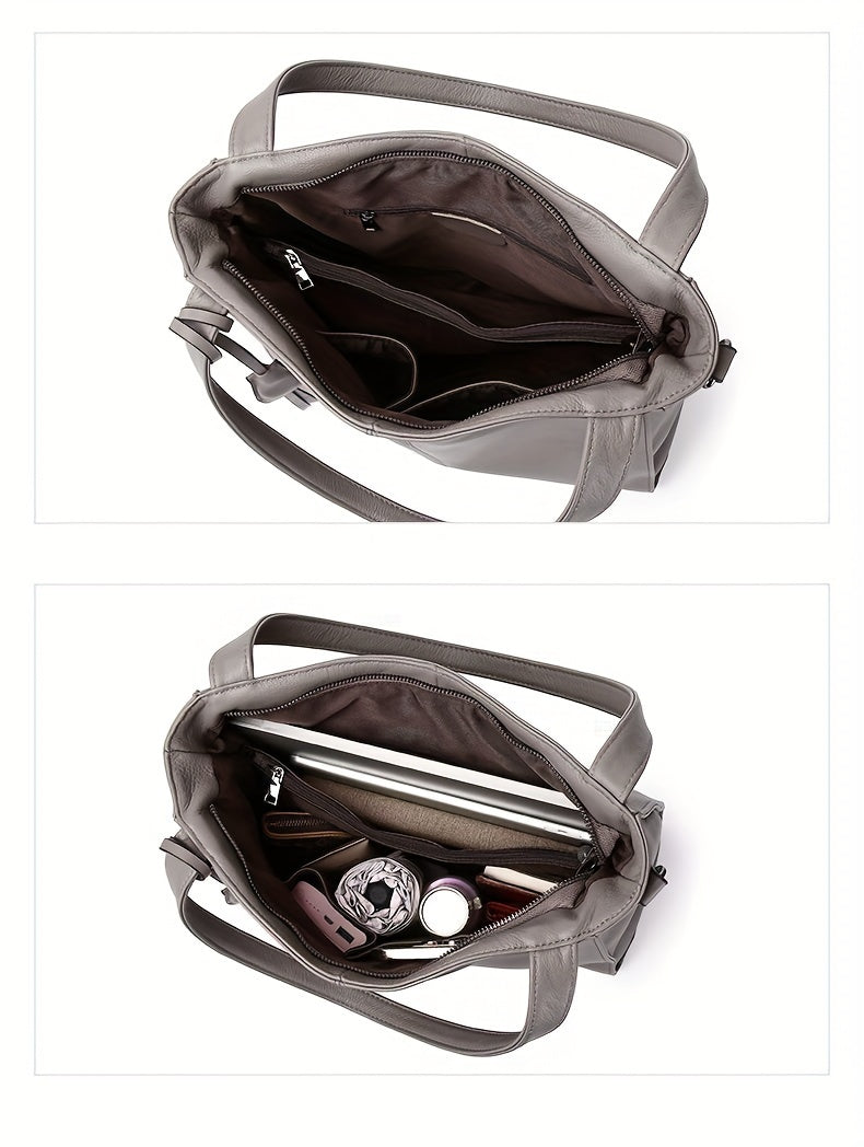 ANGENGRUI Elegant Women’s Genuine Leather Tote Bag – Large Capacity