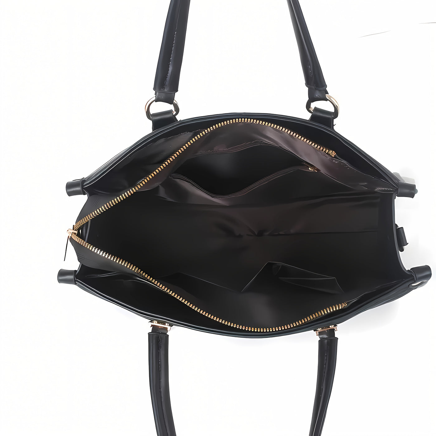 Elegant Genuine Leather Tote Bag – White/Black