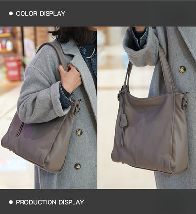 ANGENGRUI Elegant Women’s Genuine Leather Tote Bag – Large Capacity
