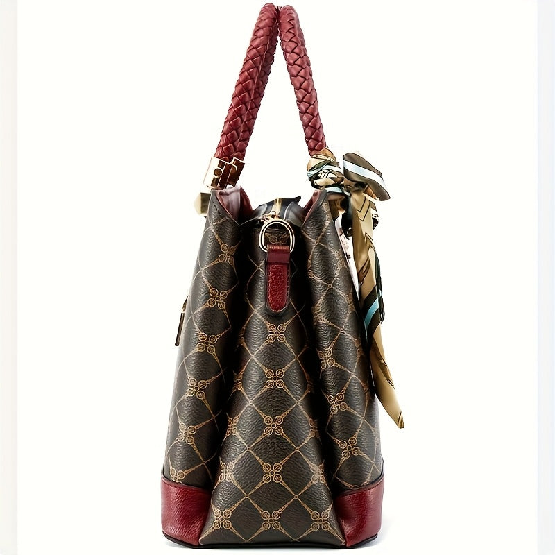 Light Luxury Women's Tote Bag – Shoulder & Crossbody Handbag with Ribbon, Large Capacity