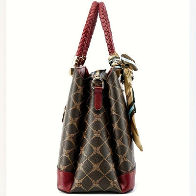 Light Luxury Women's Tote Bag – Shoulder & Crossbody Handbag with Ribbon, Large Capacity