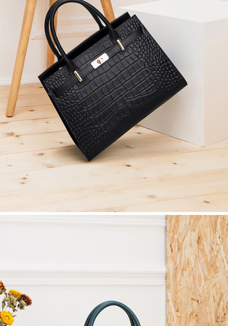 Fashion Women’s Genuine Leather Shoulder Bag – Elegant Soft Cowhide Tote Purse for Business