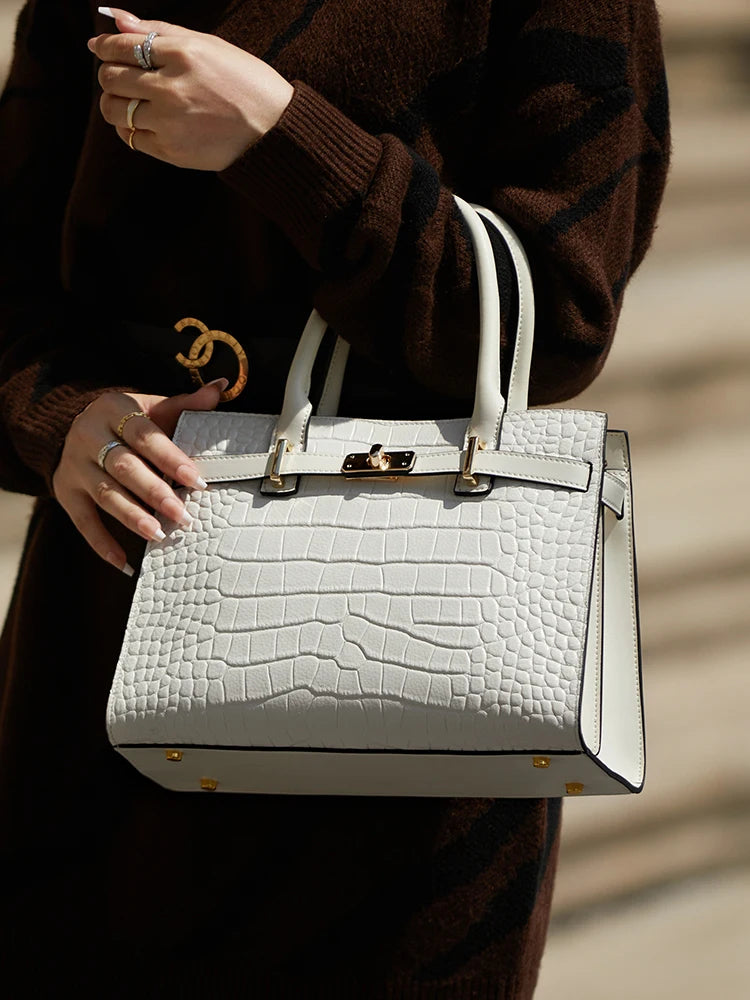 Fashion Women’s Genuine Leather Shoulder Bag – Elegant Soft Cowhide Tote Purse for Business