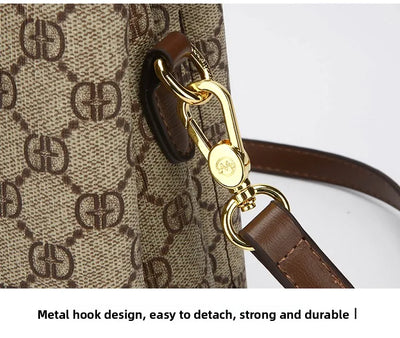 Ele Leather Printed Handbag Women's oulder Crossbody Bag Casual Tote Bag Soft Cowhide Large Capaci Faionable