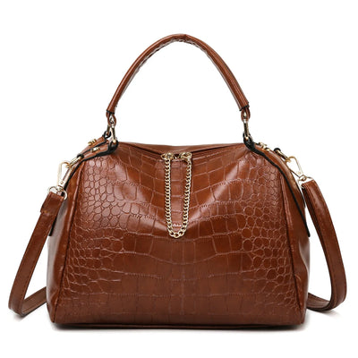 Vintage Crocodile Pattern Large Capacity Crossbody Handbag by LANYIBAIGE