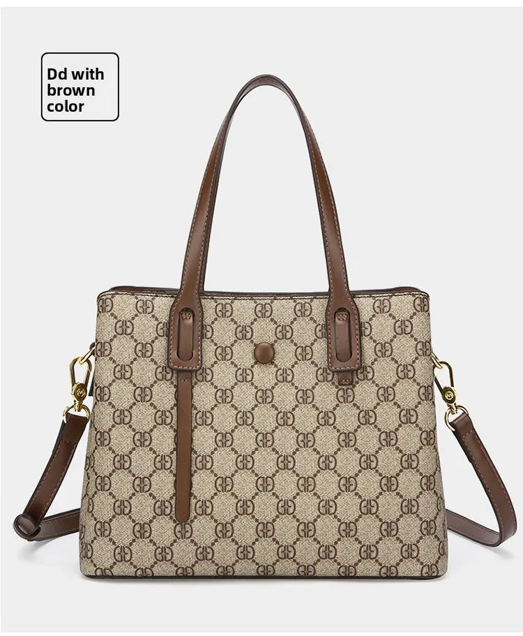 Ele Leather Printed Handbag Women's oulder Crossbody Bag Casual Tote Bag Soft Cowhide Large Capaci Faionable