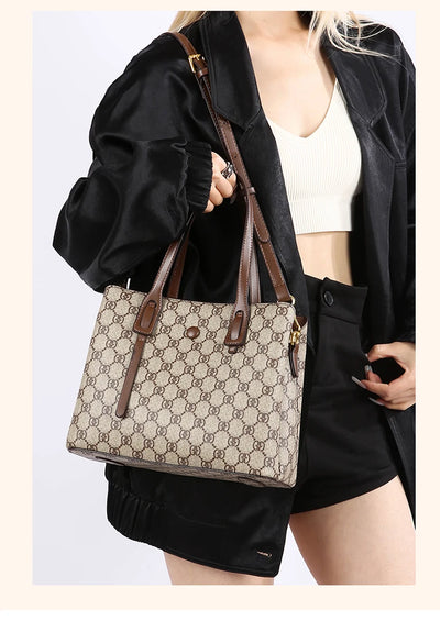 Ele Leather Printed Handbag Women's oulder Crossbody Bag Casual Tote Bag Soft Cowhide Large Capaci Faionable