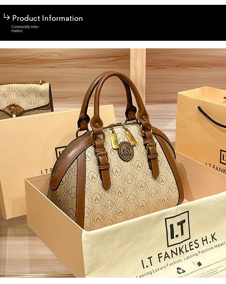Luxury Women's Handbag – Designer Retro Shell with Letter Pattern