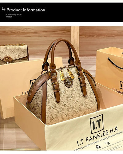 Luxury Women's Handbag – Designer Retro Shell with Letter Pattern