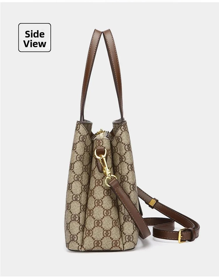 Ele Leather Printed Handbag Women's oulder Crossbody Bag Casual Tote Bag Soft Cowhide Large Capaci Faionable