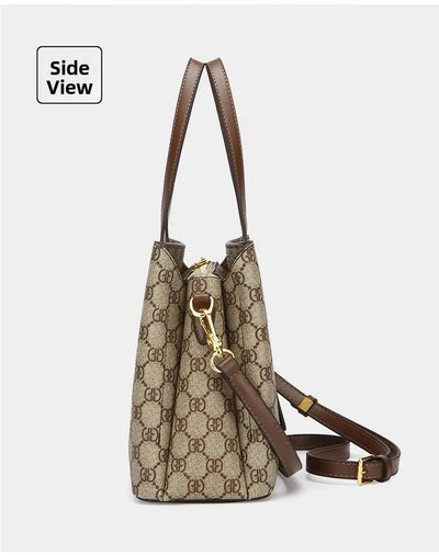 Ele Leather Printed Handbag Women's oulder Crossbody Bag Casual Tote Bag Soft Cowhide Large Capaci Faionable