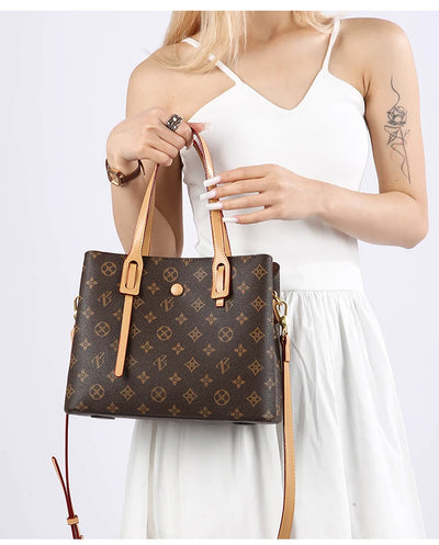 Ele Leather Printed Handbag Women's oulder Crossbody Bag Casual Tote Bag Soft Cowhide Large Capaci Faionable