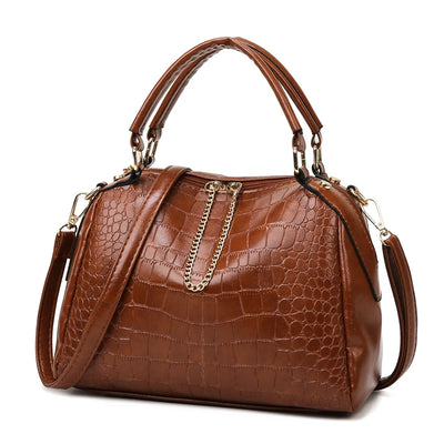 Vintage Crocodile Pattern Large Capacity Crossbody Handbag by LANYIBAIGE