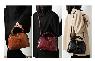 Vintage Crocodile Pattern Large Capacity Crossbody Handbag by LANYIBAIGE