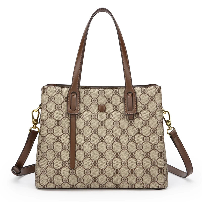 Ele Leather Printed Handbag Women's oulder Crossbody Bag Casual Tote Bag Soft Cowhide Large Capaci Faionable