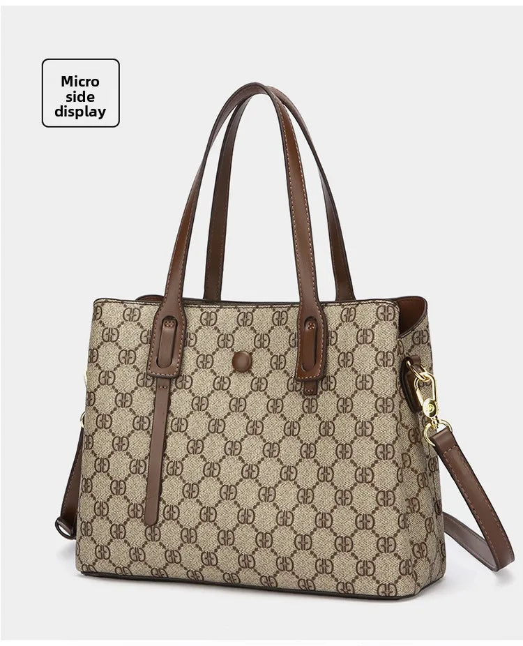 Ele Leather Printed Handbag Women's oulder Crossbody Bag Casual Tote Bag Soft Cowhide Large Capaci Faionable