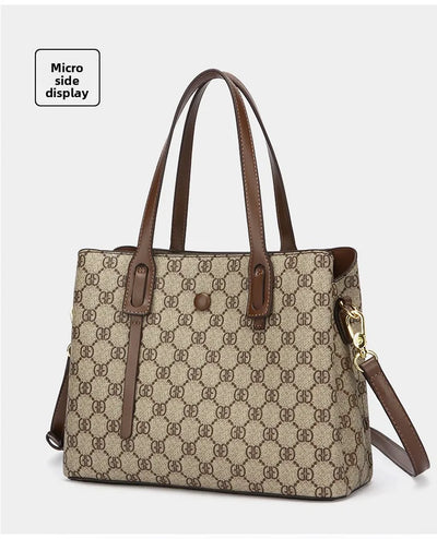 Ele Leather Printed Handbag Women's oulder Crossbody Bag Casual Tote Bag Soft Cowhide Large Capaci Faionable