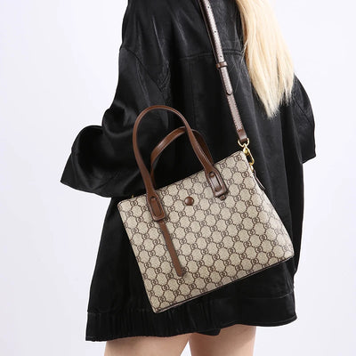 Ele Leather Printed Handbag Women's oulder Crossbody Bag Casual Tote Bag Soft Cowhide Large Capaci Faionable