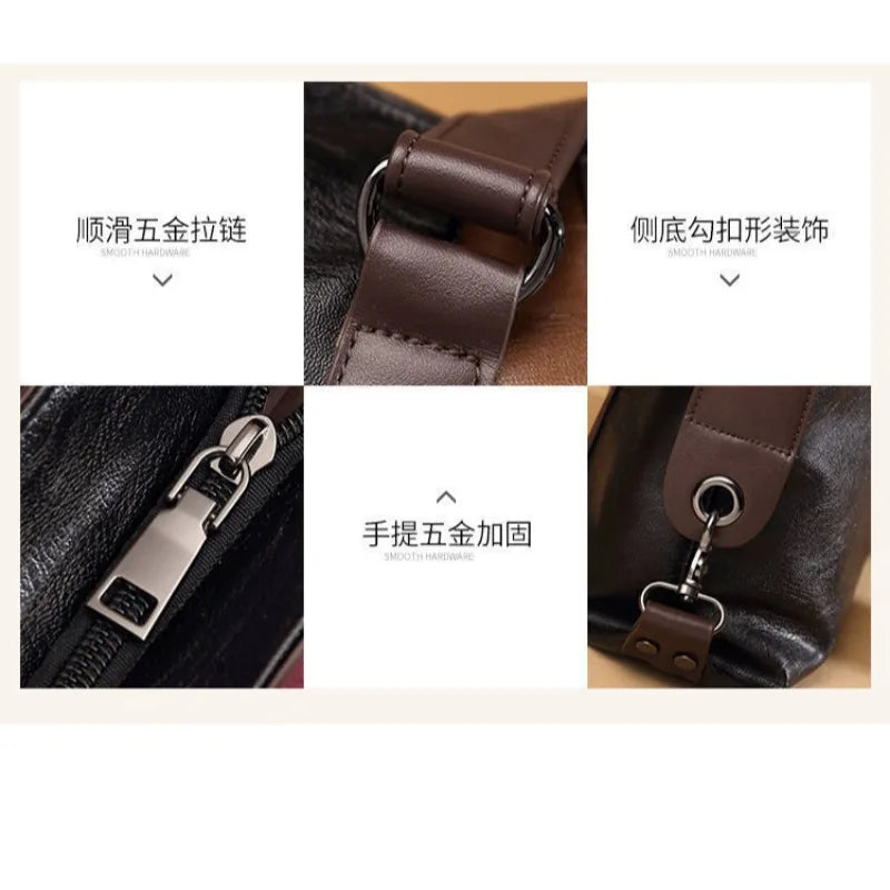 Color Contrast Genuine Leather – Large Capacity Soft Sheepskin Handbag for Women