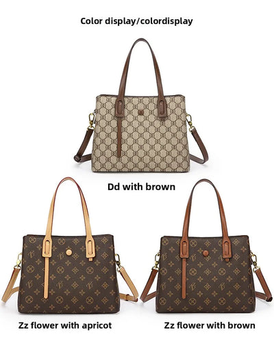 Ele Leather Printed Handbag Women's oulder Crossbody Bag Casual Tote Bag Soft Cowhide Large Capaci Faionable