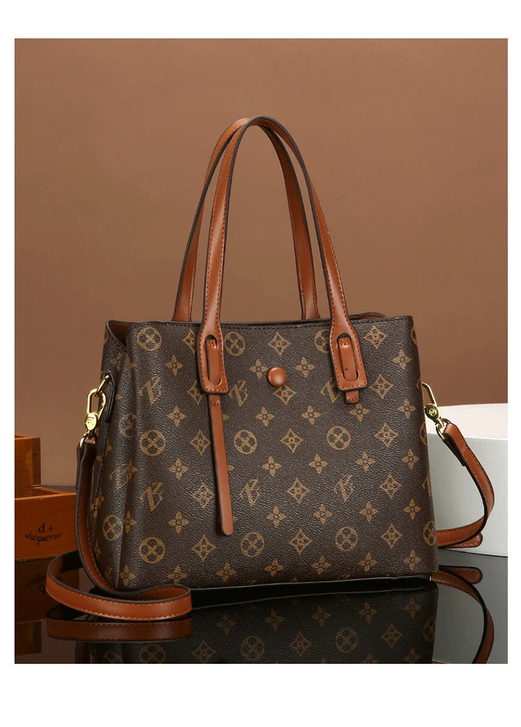 Ele Leather Printed Handbag Women's oulder Crossbody Bag Casual Tote Bag Soft Cowhide Large Capaci Faionable