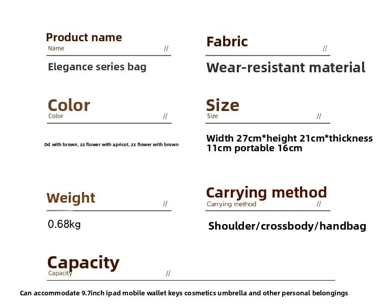 Ele Leather Printed Handbag Women's oulder Crossbody Bag Casual Tote Bag Soft Cowhide Large Capaci Faionable