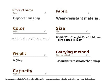 Ele Leather Printed Handbag Women's oulder Crossbody Bag Casual Tote Bag Soft Cowhide Large Capaci Faionable