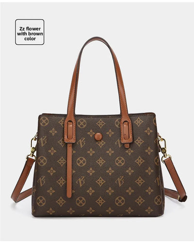 Ele Leather Printed Handbag Women's oulder Crossbody Bag Casual Tote Bag Soft Cowhide Large Capaci Faionable