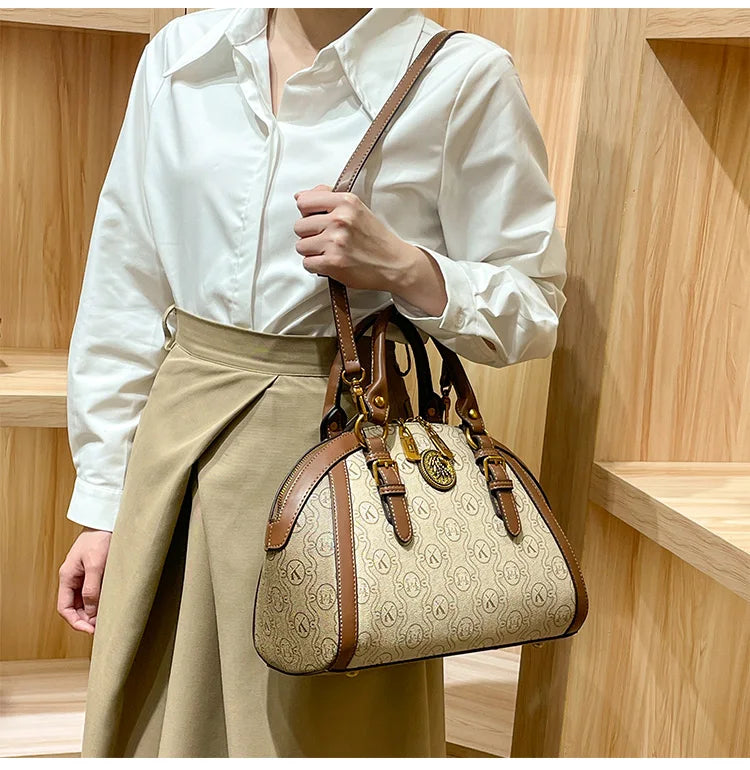 Luxury Women's Handbag – Designer Retro Shell with Letter Pattern