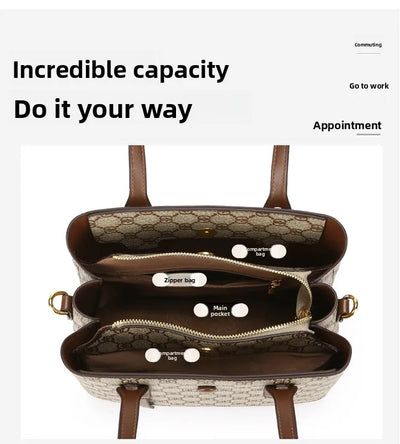 Ele Leather Printed Handbag Women's oulder Crossbody Bag Casual Tote Bag Soft Cowhide Large Capaci Faionable