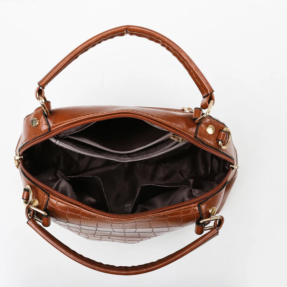 Vintage Crocodile Pattern Large Capacity Crossbody Handbag by LANYIBAIGE