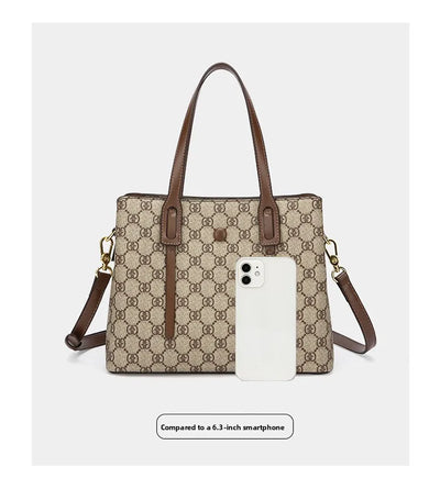 Ele Leather Printed Handbag Women's oulder Crossbody Bag Casual Tote Bag Soft Cowhide Large Capaci Faionable