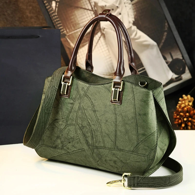 Retro Luxury Genuine Leather Bucket Bag