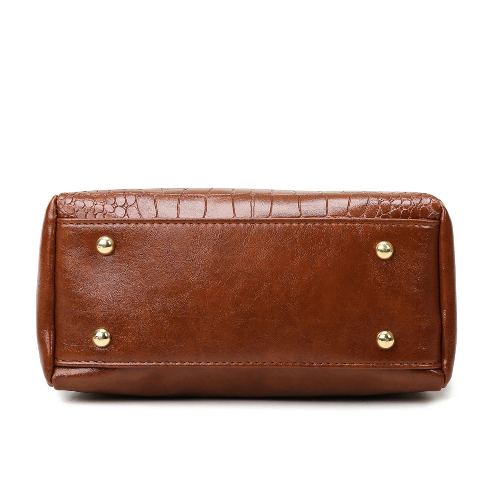 Vintage Crocodile Pattern Large Capacity Crossbody Handbag by LANYIBAIGE