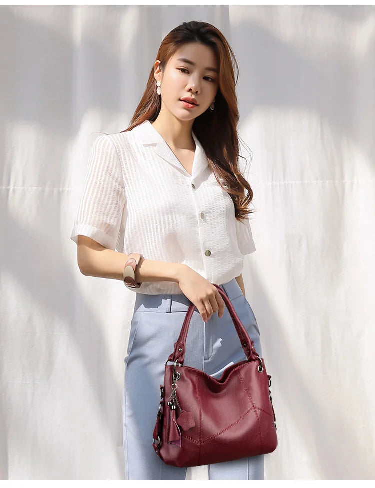 Luxury Genuine Sheepskin Leather Tote Bag for Women