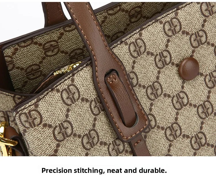 Ele Leather Printed Handbag Women's oulder Crossbody Bag Casual Tote Bag Soft Cowhide Large Capaci Faionable