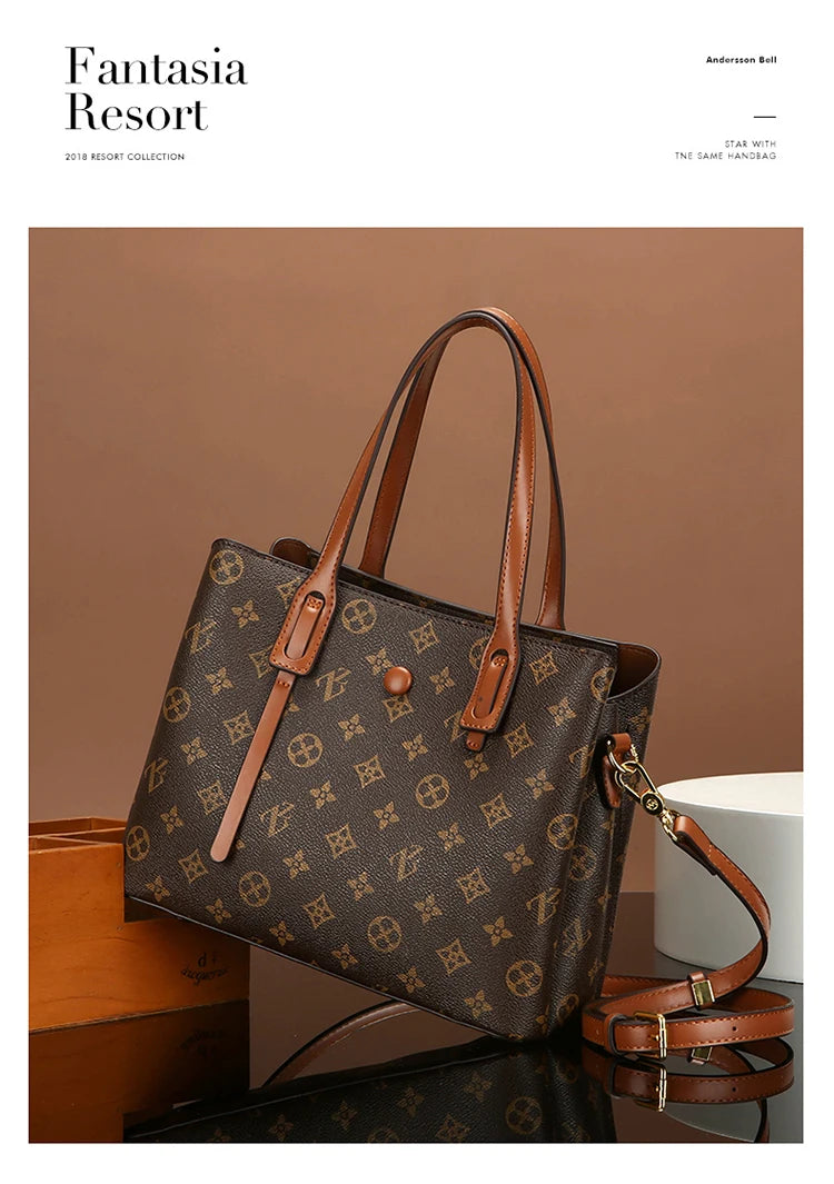 Ele Leather Printed Handbag Women's oulder Crossbody Bag Casual Tote Bag Soft Cowhide Large Capaci Faionable