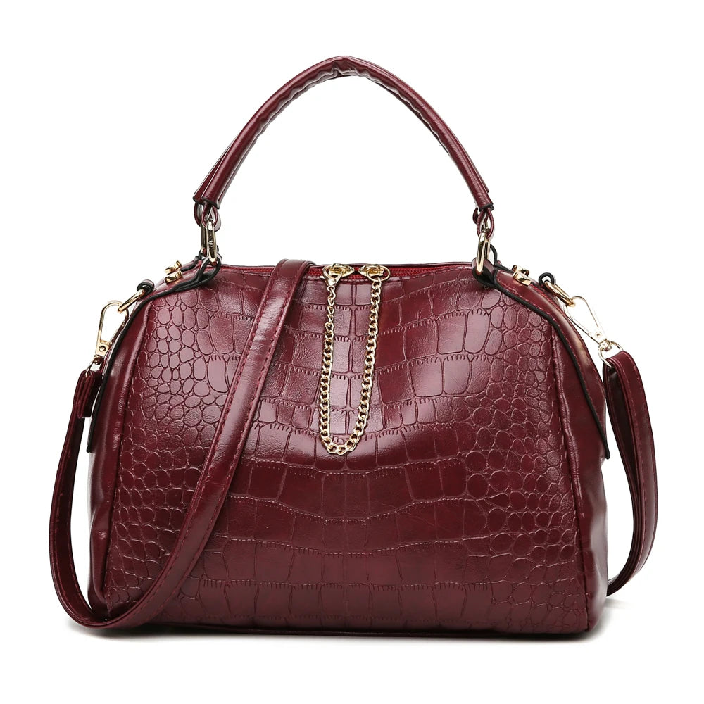 Vintage Crocodile Pattern Large Capacity Crossbody Handbag by LANYIBAIGE